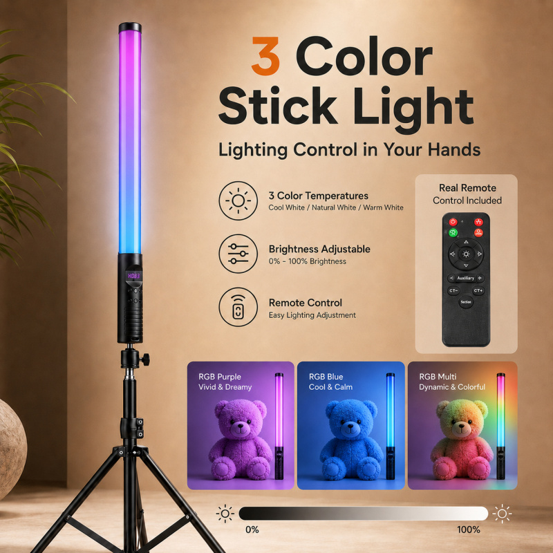 RGB El Tipi Video Işık Çubuğu, - Photography Lighting Wand incelemesi ve fiyatı